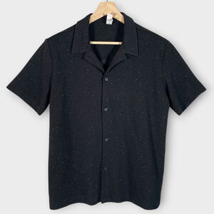 🦜 Fleece Factory Casual Shirt Mens MEDIUM Black Short Sleeve Normcore NEW